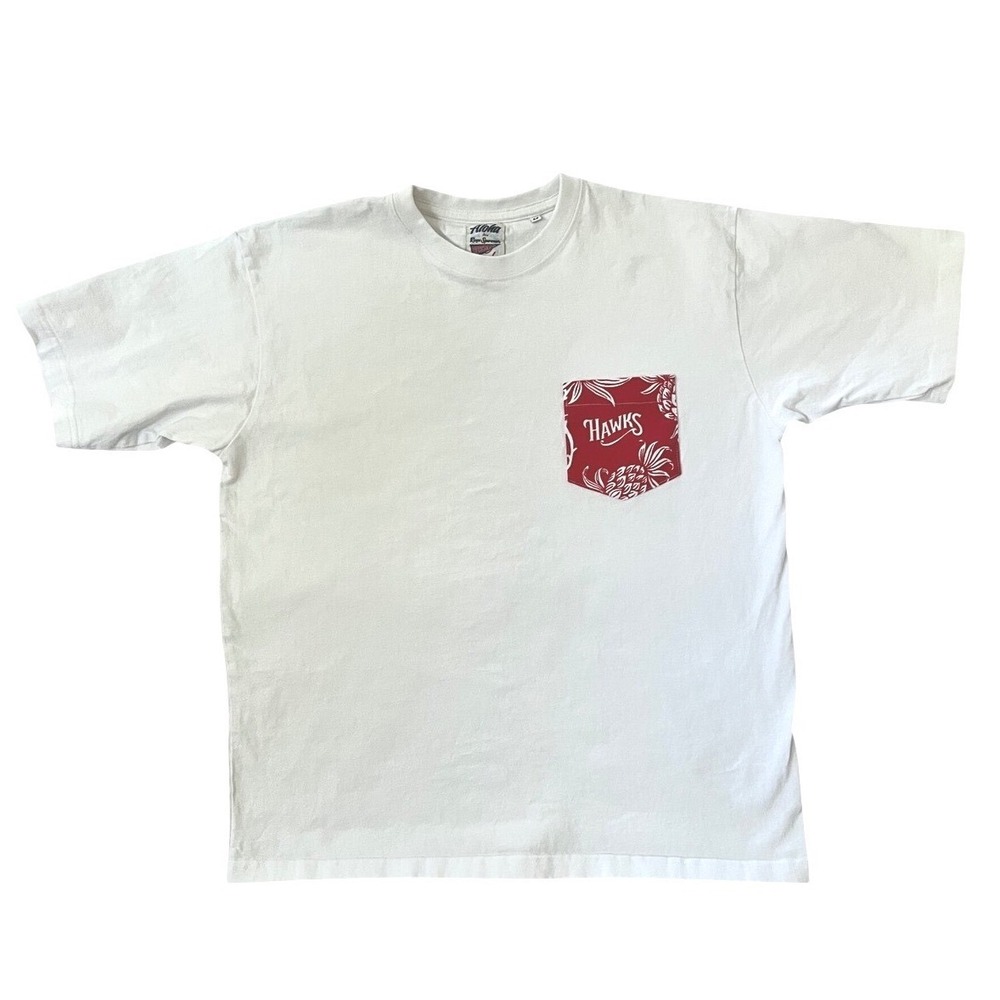 Reyn Spooner T-Shirt White Hawks Baseball Pocket Graphic Tee Medium
